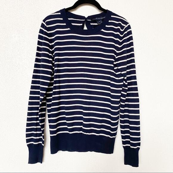French Connection Nautical Stripe Bow Back Crewneck Sweater Size Medium - Picture 1 of 6
